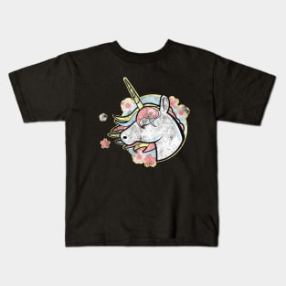 Vintage Kawaii Wind Blown Unicorn Kids T-Shirt